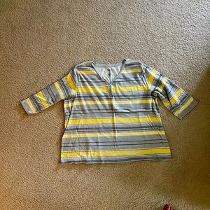 Croft & barrow 3X 3/4 sleeve t-shirt. Yellow/grey.